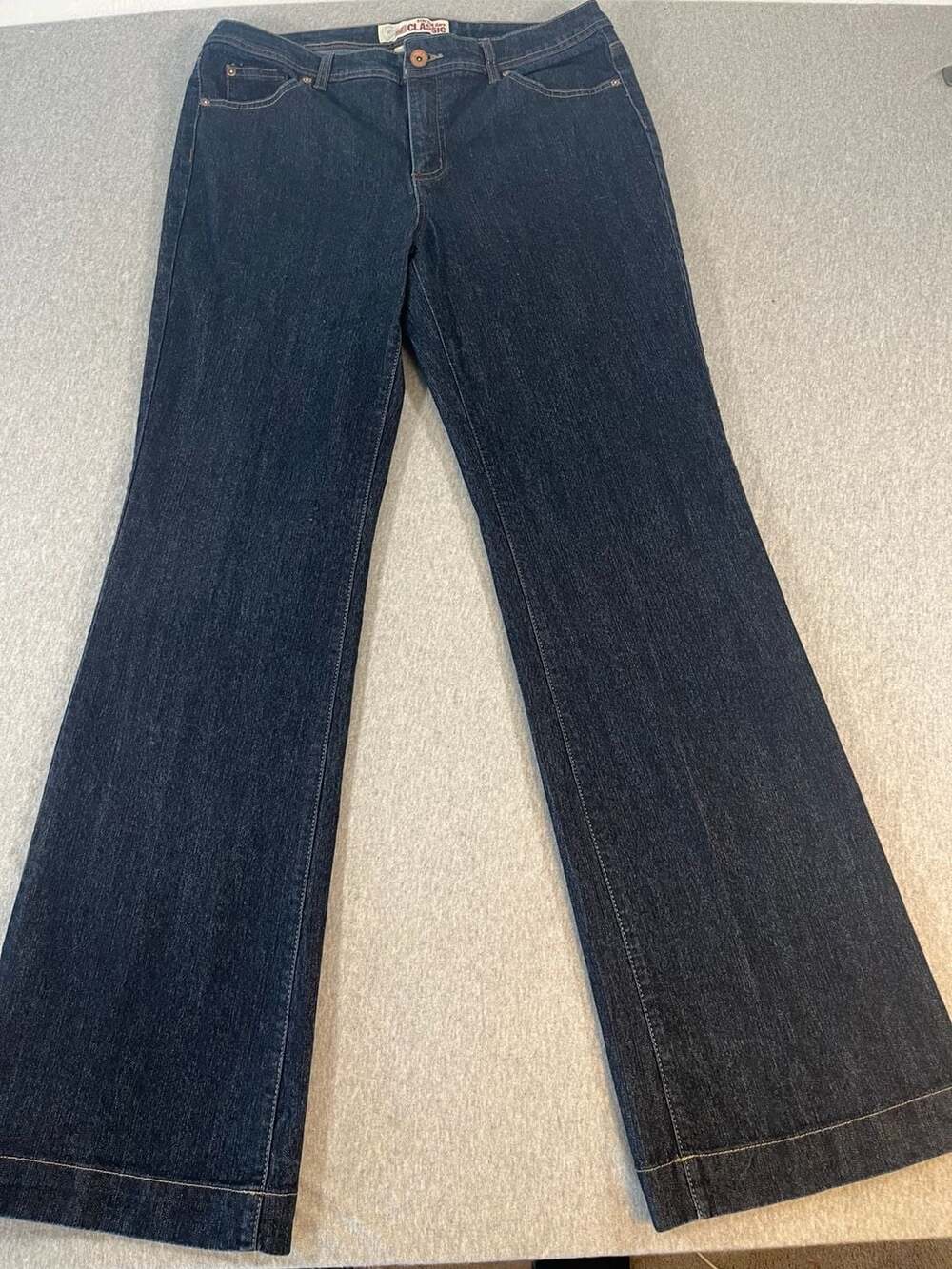 Faded Glory Dark Wash Classic Stretch Flare Leg Denim Jeans Women’s 14 Tall